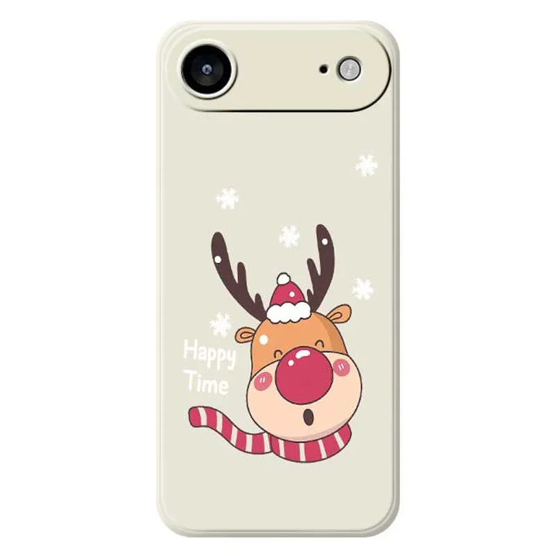 For iPhone Air Case Smiling Deer Pattern Printing Straight Edge TPU Phone Back Cover - Beige