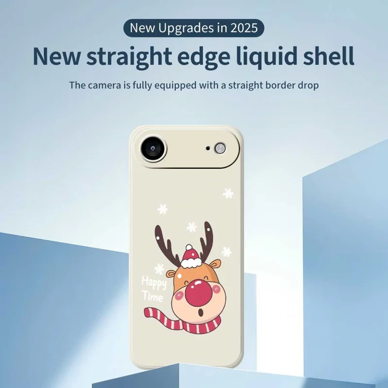 For iPhone Air Case Smiling Deer Pattern Printing Straight Edge TPU Phone Back Cover - Beige