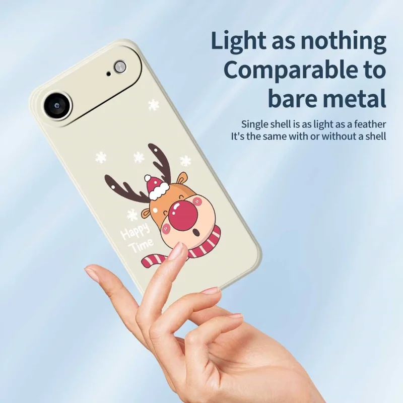 For iPhone Air Case Smiling Deer Pattern Printing Straight Edge TPU Phone Back Cover - Beige