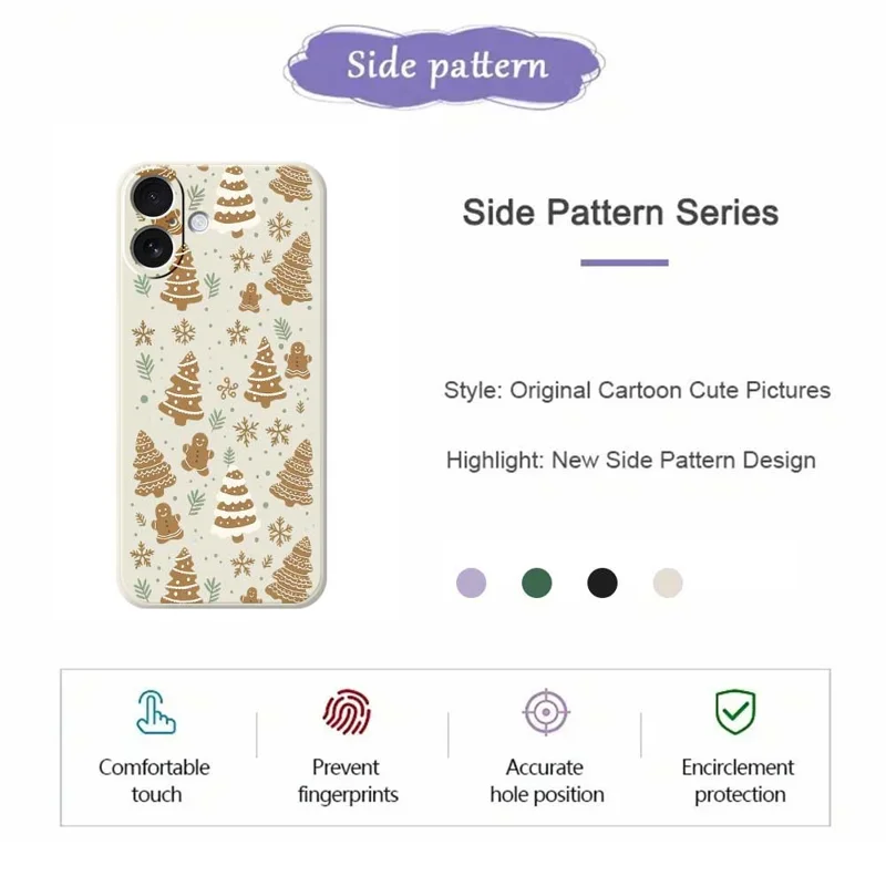 For iPhone 17 Case Brown Christmas Tree Gingerbread Pattern Printing Straight Edge TPU Phone Back Cover - Beige