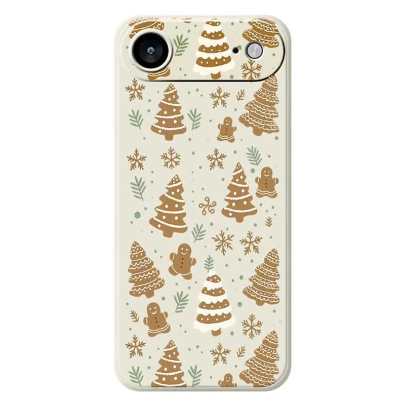 For iPhone Air Case Brown Christmas Tree Gingerbread Pattern Printing Straight Edge TPU Phone Back Cover - Beige