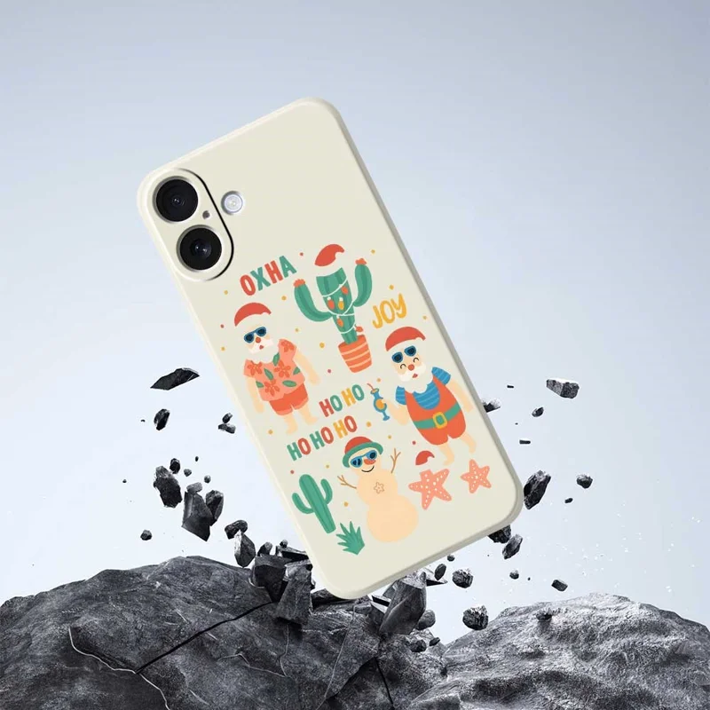 For iPhone 17 Case Fun Playing Pattern Printing Straight Edge TPU Phone Back Cover - Beige