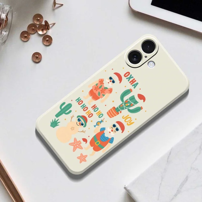 For iPhone 17 Case Fun Playing Pattern Printing Straight Edge TPU Phone Back Cover - Beige