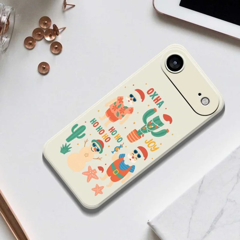 Для iPhone 17 Air Case Fun Playing Pattern Printing Straight Edge TPU Phone Back Cover - Бежевый