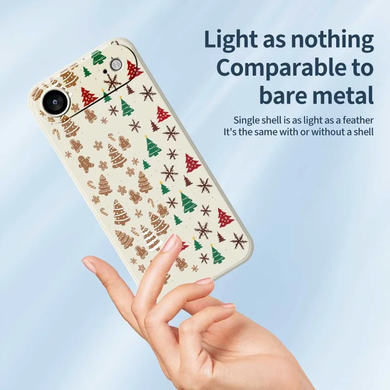 For iPhone Air Case Christmas Tree Gingerbread Pattern Printing Straight Edge TPU Phone Back Cover - Beige