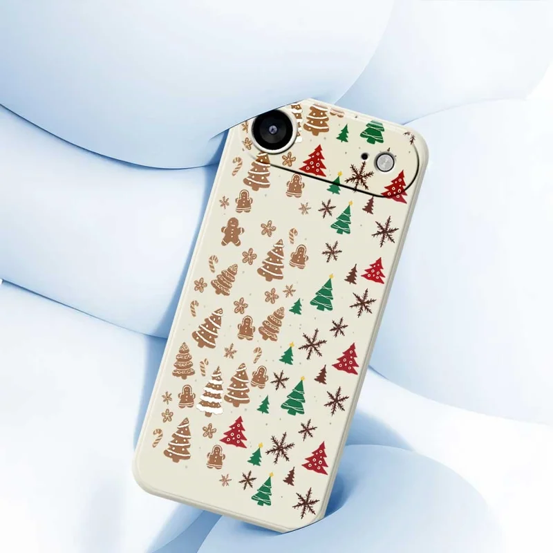 For iPhone Air Case Christmas Tree Gingerbread Pattern Printing Straight Edge TPU Phone Back Cover - Beige