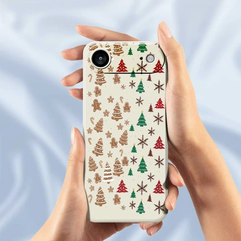 For iPhone Air Case Christmas Tree Gingerbread Pattern Printing Straight Edge TPU Phone Back Cover - Beige