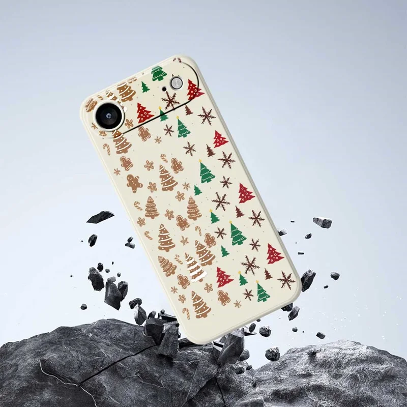For iPhone Air Case Christmas Tree Gingerbread Pattern Printing Straight Edge TPU Phone Back Cover - Beige