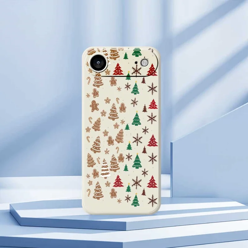 For iPhone Air Case Christmas Tree Gingerbread Pattern Printing Straight Edge TPU Phone Back Cover - Beige