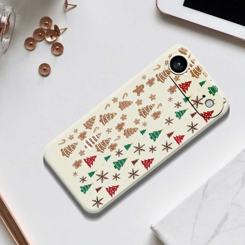 For iPhone Air Case Christmas Tree Gingerbread Pattern Printing Straight Edge TPU Phone Back Cover - Beige