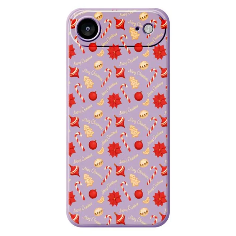 For iPhone Air Case Christmas Candy Pattern Printing Straight Edge TPU Phone Back Cover - Purple