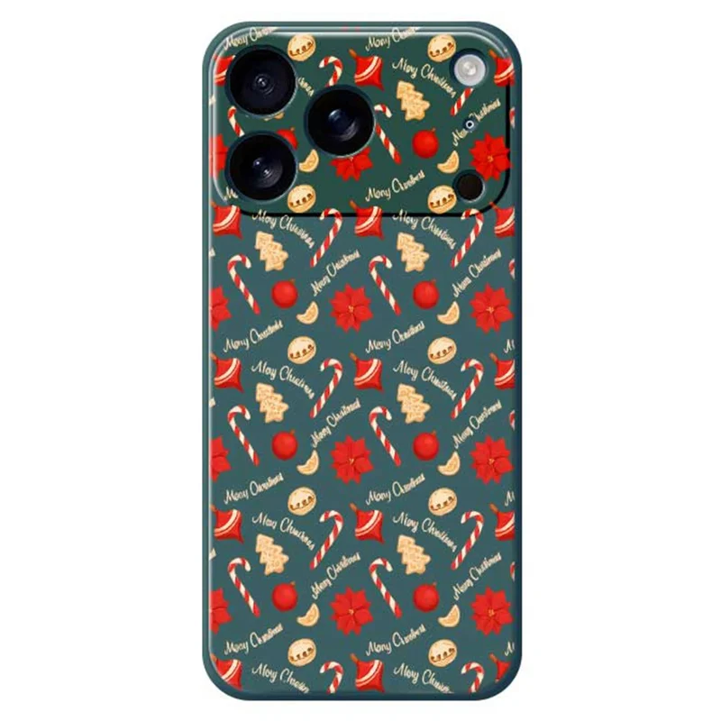 For iPhone 17 Pro Max Case Christmas Candy Pattern Printing Straight Edge TPU Phone Back Cover - Green