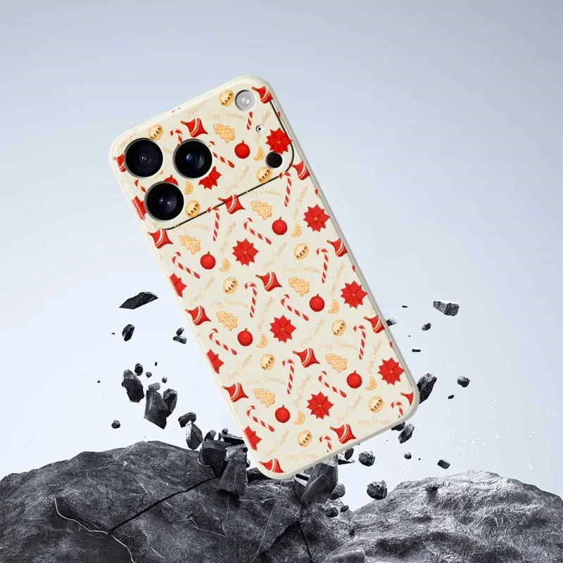 For iPhone 17 Pro Max Case Christmas Candy Pattern Printing Straight Edge TPU Phone Back Cover - Green