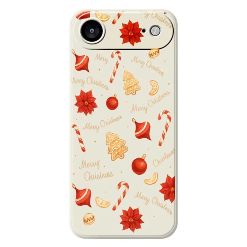 TPU-telefoonhoesje met kerstprint van grote snoepjes, rechte rand, voor iPhone Air - Beige