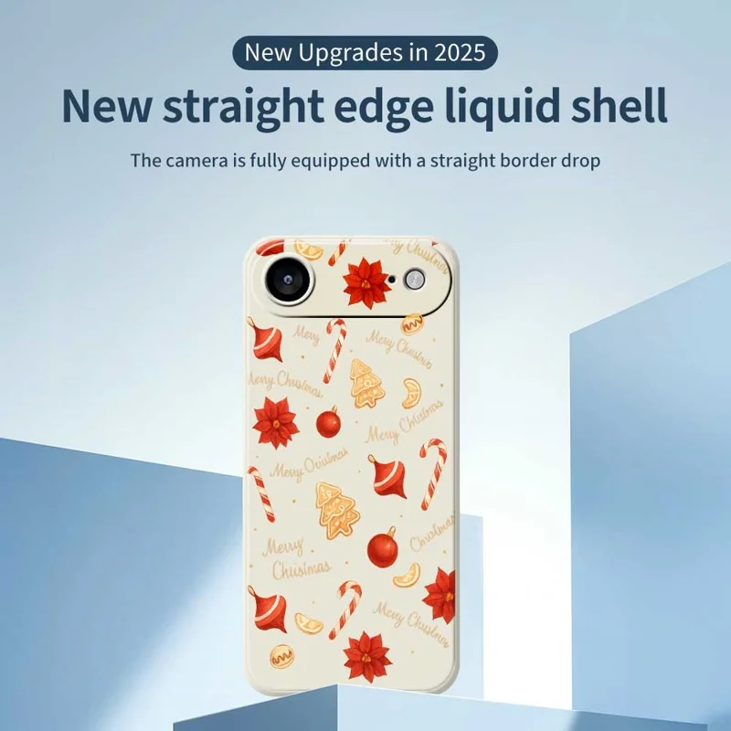 TPU-telefoonhoesje met kerstprint van grote snoepjes, rechte rand, voor iPhone Air - Beige