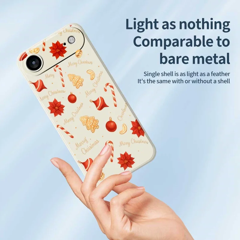 TPU-telefoonhoesje met kerstprint van grote snoepjes, rechte rand, voor iPhone Air - Beige