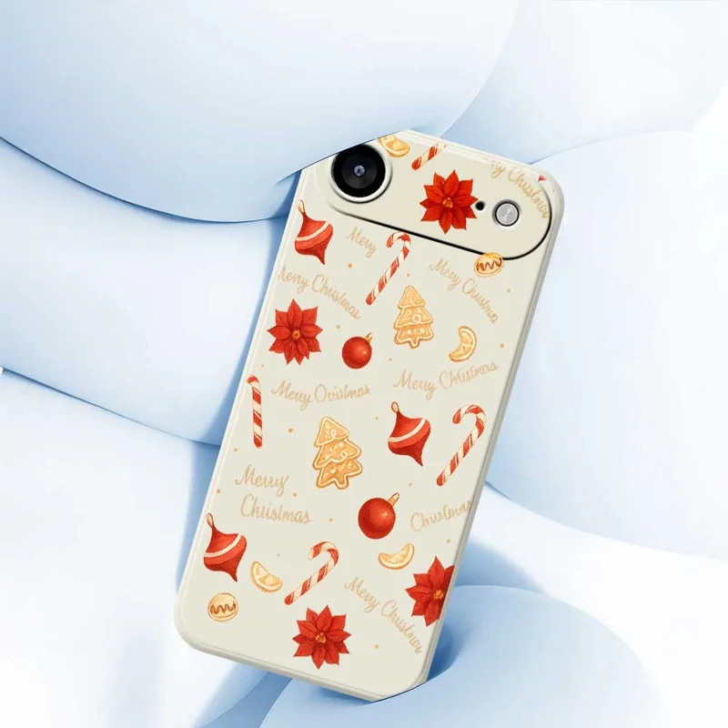 TPU-telefoonhoesje met kerstprint van grote snoepjes, rechte rand, voor iPhone Air - Beige