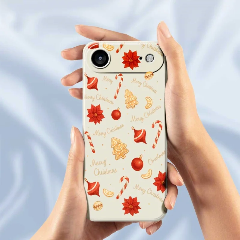 TPU-telefoonhoesje met kerstprint van grote snoepjes, rechte rand, voor iPhone Air - Beige