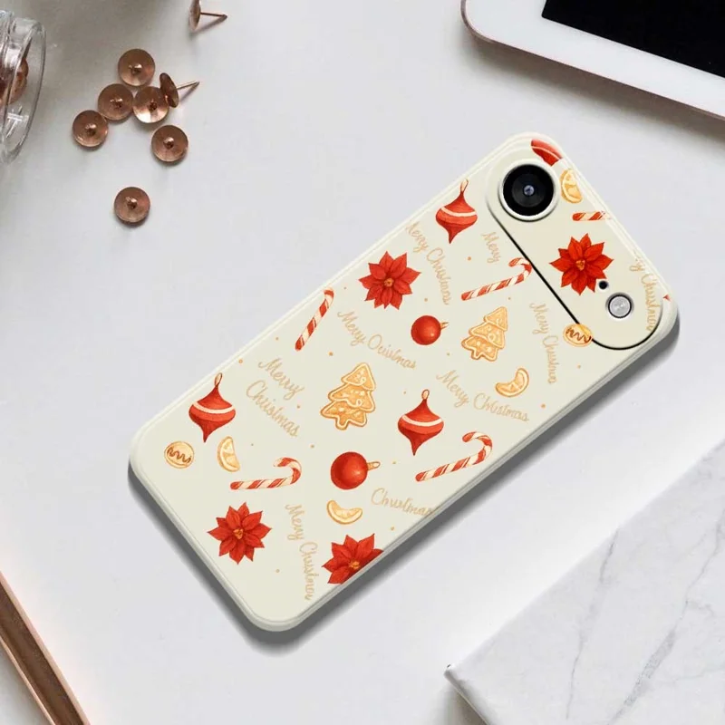 TPU-telefoonhoesje met kerstprint van grote snoepjes, rechte rand, voor iPhone Air - Beige