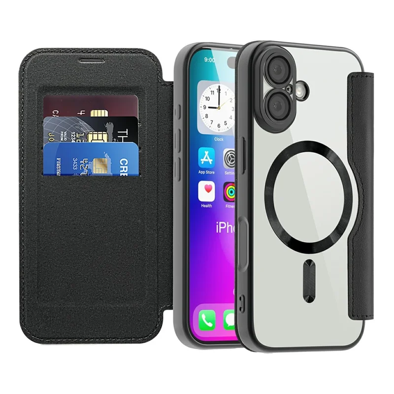 Cover per iPhone 17 Compatibile con MagSafe Custodia in Pelle Antilettura RFID - Nero