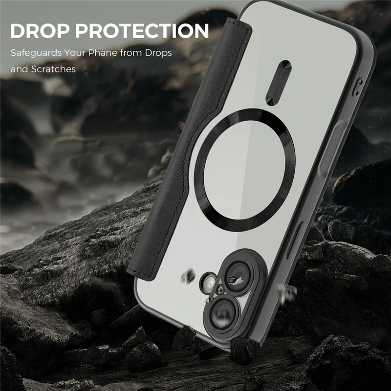 Cover per iPhone 17 Compatibile con MagSafe Custodia in Pelle Antilettura RFID - Nero