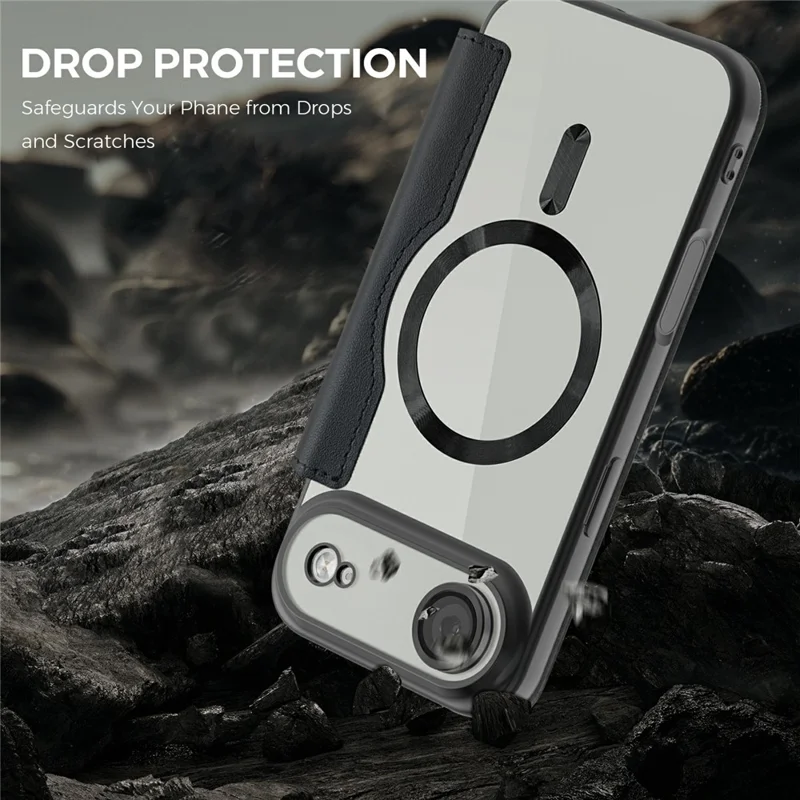 Cover per iPhone 17 Air Compatibile con MagSafe, Custodia in Pelle con Blocco RFID - Nero