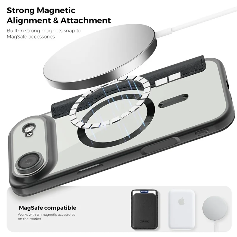 Cover per iPhone 17 Air Compatibile con MagSafe, Custodia in Pelle con Blocco RFID - Nero