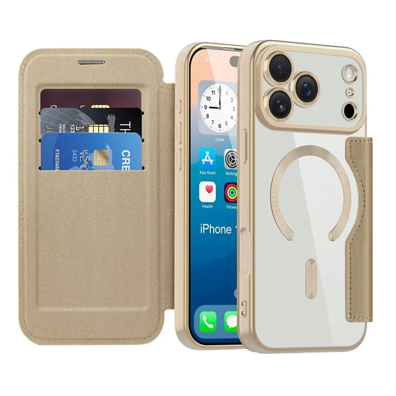 Étui pour iPhone 17 Pro Max Compatible avec MagSafe Bloquant RFID en Cuir - Or Désert