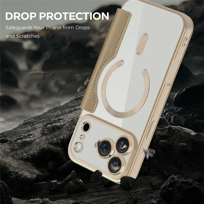Étui pour iPhone 17 Pro Max Compatible avec MagSafe Bloquant RFID en Cuir - Or Désert