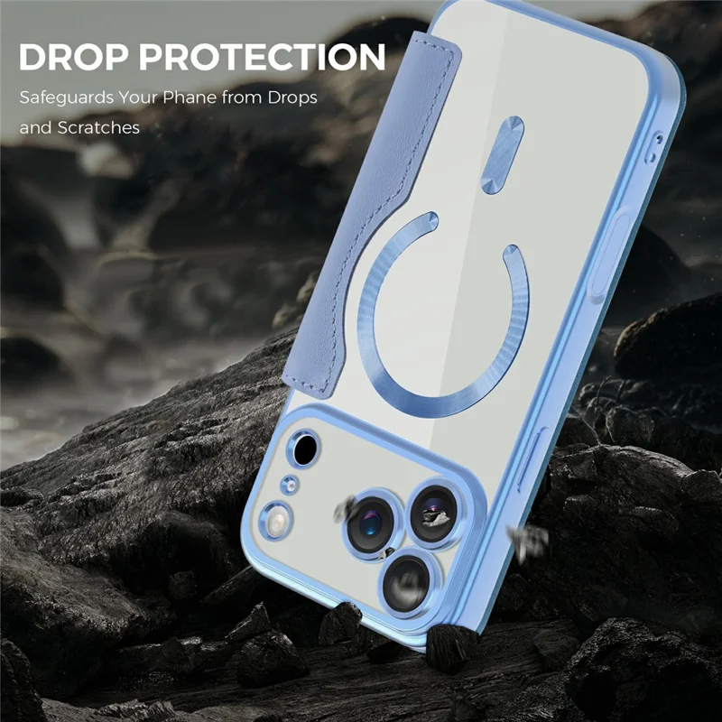 For iPhone 17 Pro Max Case Compatible with MagSafe RFID Blocking Card Holder Leather Phone Cover - Blue
