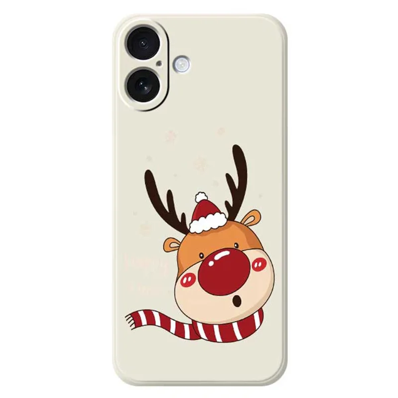 Funda de iPhone 17 con Estampado de Cabeza de Ciervo, Borde Recto, Cubierta Trasera de TPU - Beige