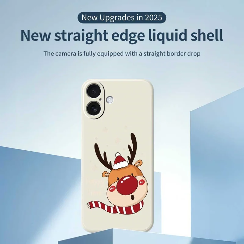 Funda de iPhone 17 con Estampado de Cabeza de Ciervo, Borde Recto, Cubierta Trasera de TPU - Beige