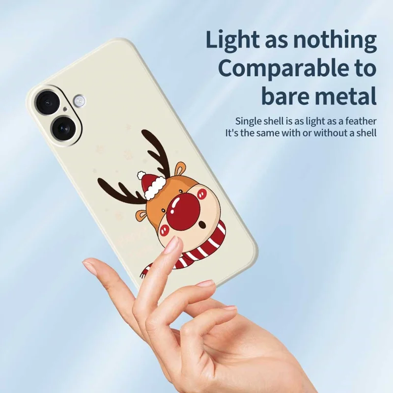 Funda de iPhone 17 con Estampado de Cabeza de Ciervo, Borde Recto, Cubierta Trasera de TPU - Beige