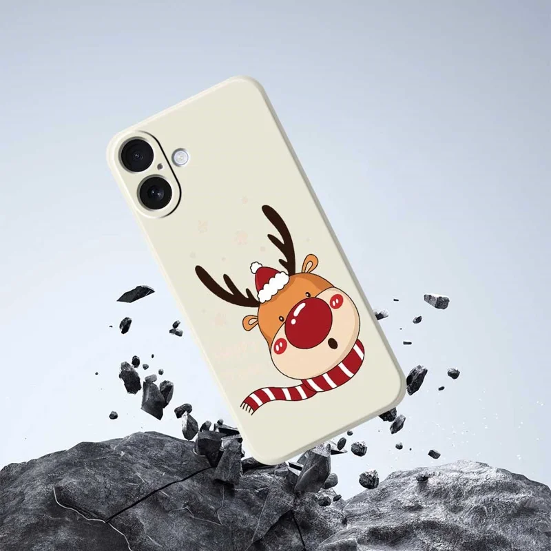 Funda de iPhone 17 con Estampado de Cabeza de Ciervo, Borde Recto, Cubierta Trasera de TPU - Beige