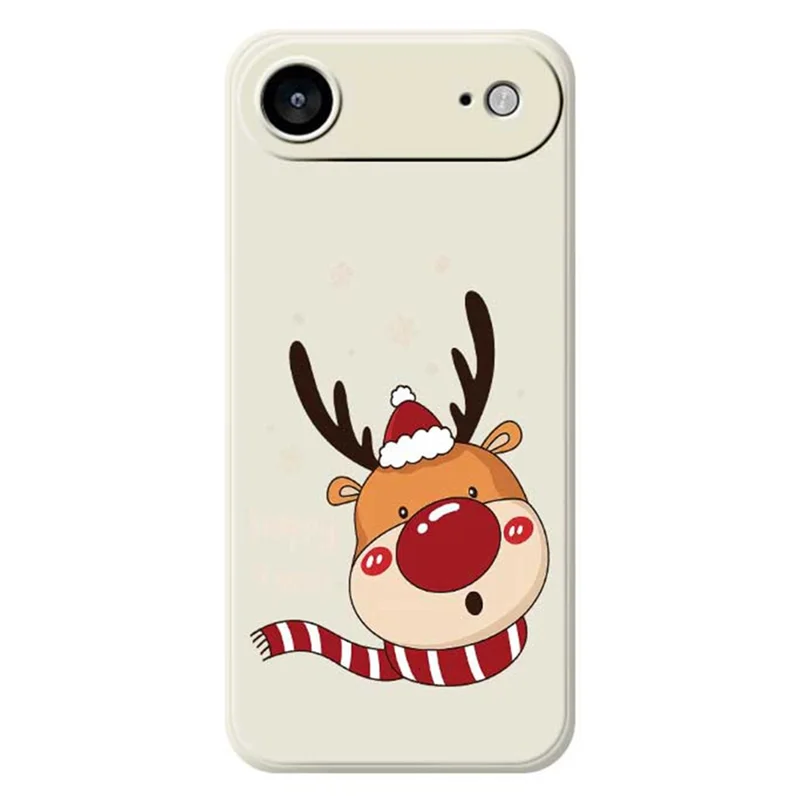 For iPhone Air Case Deer Head Pattern Printing Straight Edge TPU Phone Back Cover - Beige