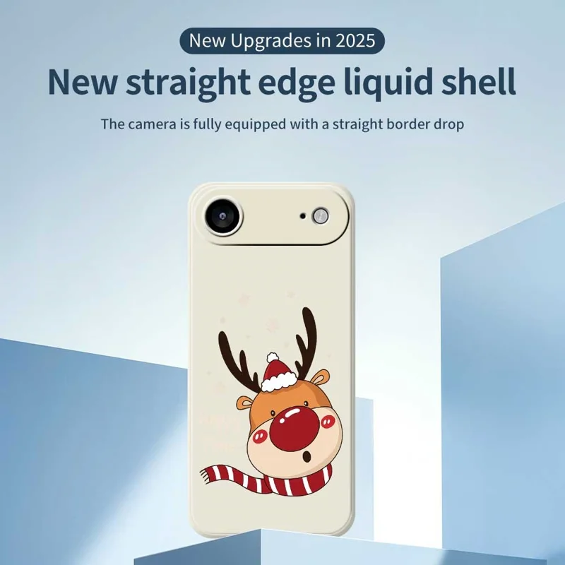For iPhone Air Case Deer Head Pattern Printing Straight Edge TPU Phone Back Cover - Beige