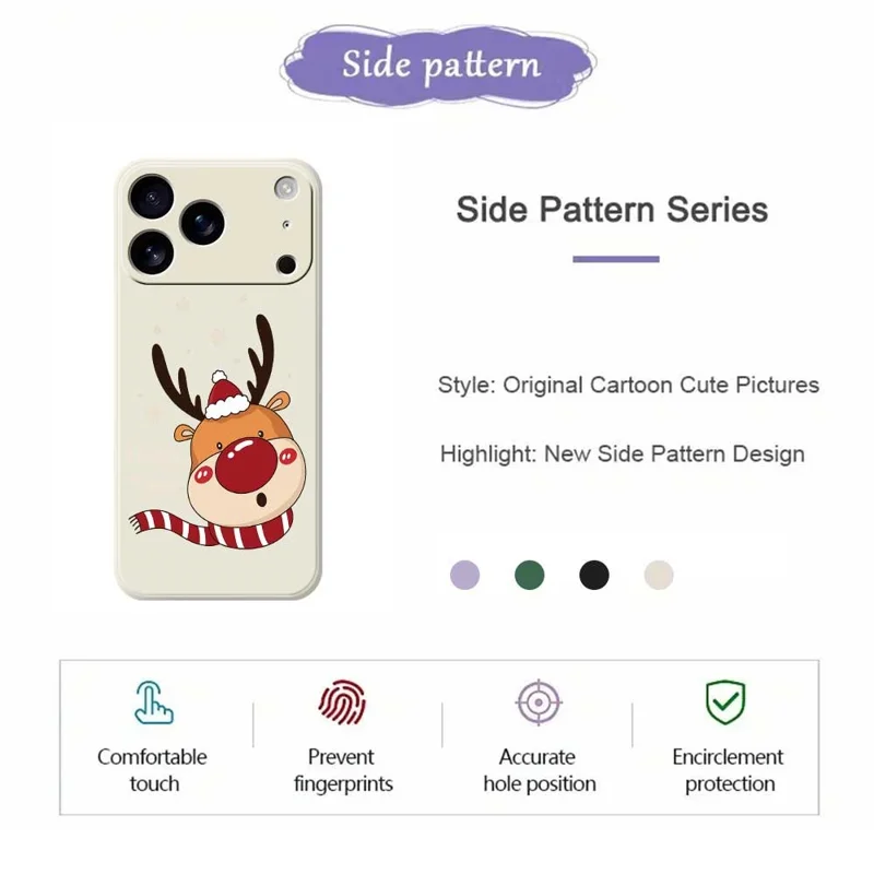 For iPhone 17 Pro Case Deer Head Pattern Printing Straight Edge TPU Phone Back Cover - Beige