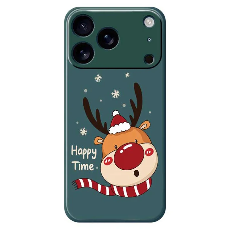 For iPhone 17 Pro Max Case Deer Head Pattern Printing Straight Edge TPU Phone Back Cover - Green