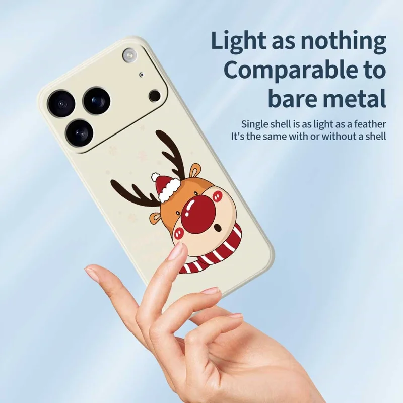 For iPhone 17 Pro Max Case Deer Head Pattern Printing Straight Edge TPU Phone Back Cover - Green