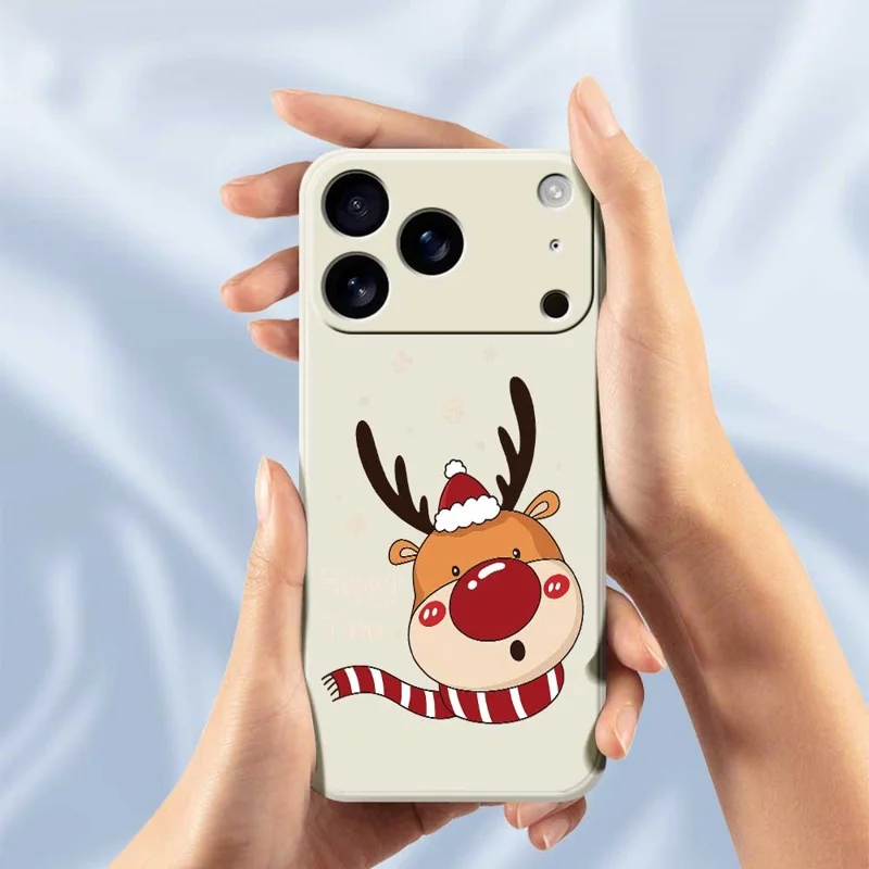 For iPhone 17 Pro Max Case Deer Head Pattern Printing Straight Edge TPU Phone Back Cover - Green