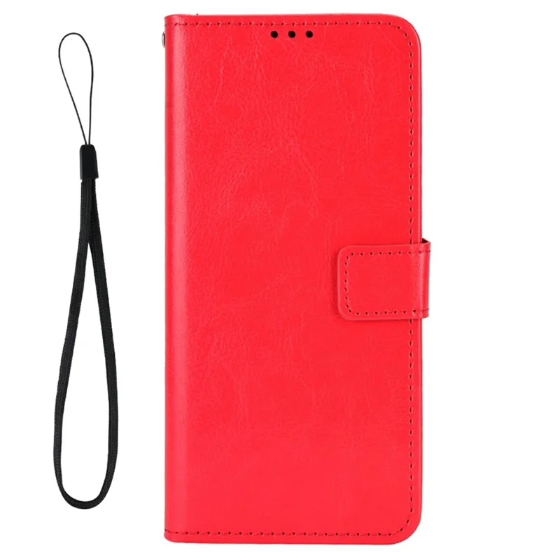 Shockproof Phone Case For Umidigi G1 PU Leather Crazy Horse Texture Phone Cover Wallet Stand with Strap - Red