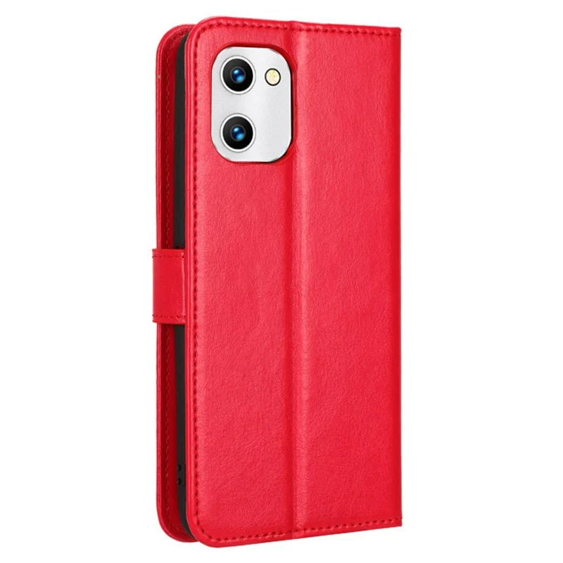 Shockproof Phone Case For Umidigi G1 PU Leather Crazy Horse Texture Phone Cover Wallet Stand with Strap - Red