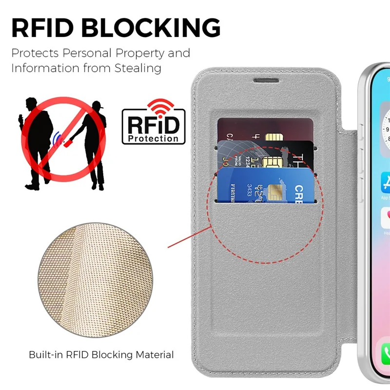 For iPhone Air Case Compatible with MagSafe Rhombus PU Leather Phone Cover - Titanium Grey