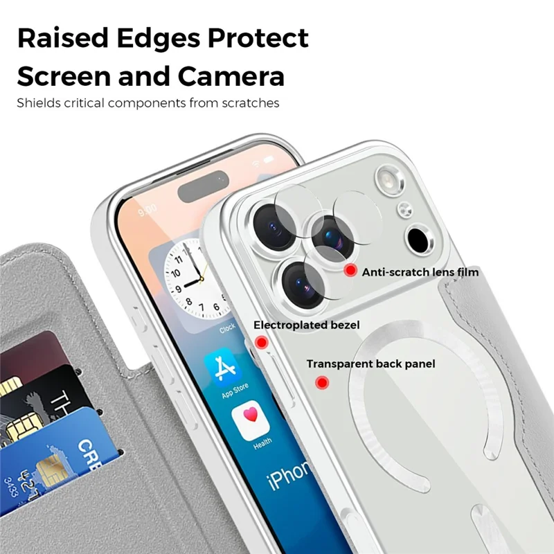 Für iPhone 17 Pro Max Hülle kompatibel mit MagSafe Rhombus PU-Leder Handyhülle - Titangrau