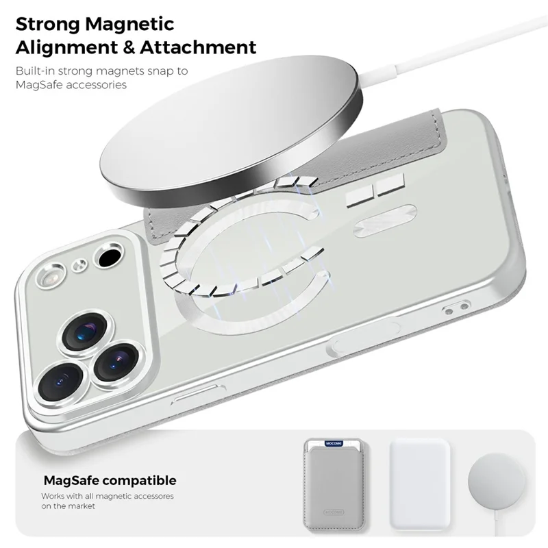 Für iPhone 17 Pro Max Hülle kompatibel mit MagSafe Rhombus PU-Leder Handyhülle - Titangrau