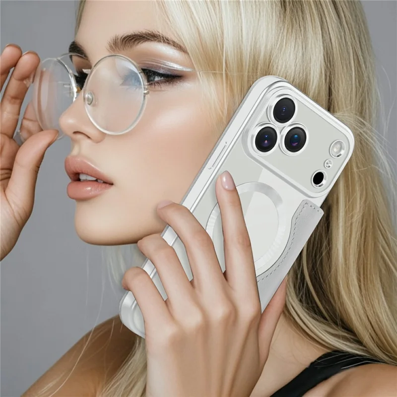 Für iPhone 17 Pro Max Hülle kompatibel mit MagSafe Rhombus PU-Leder Handyhülle - Titangrau