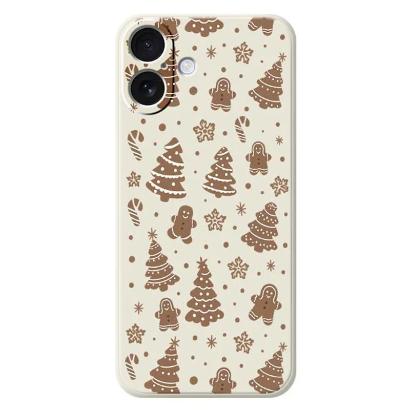 For iPhone 17 Case Christmas Gingerbread Pattern Printing Straight Edge TPU Phone Back Cover - Beige