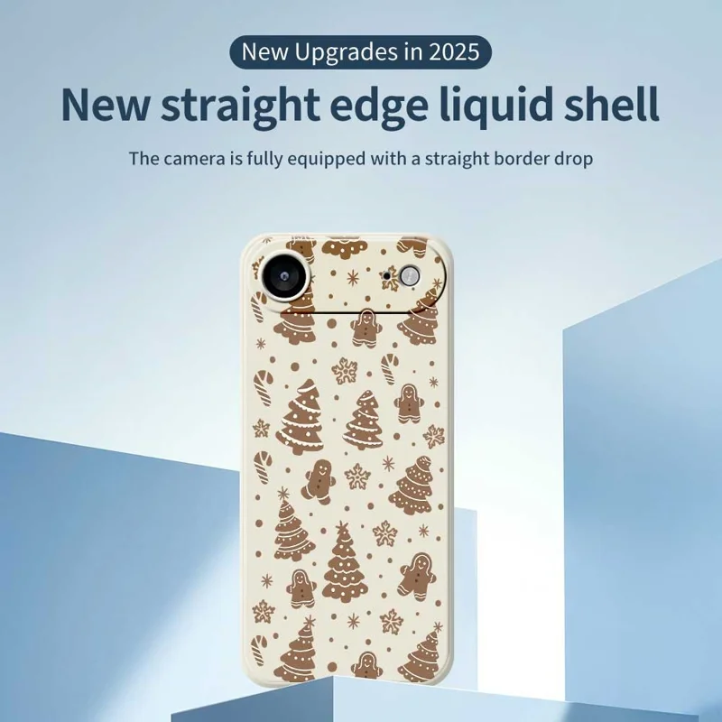 For iPhone Air Case Christmas Gingerbread Pattern Printing Straight Edge TPU Phone Back Cover - Beige