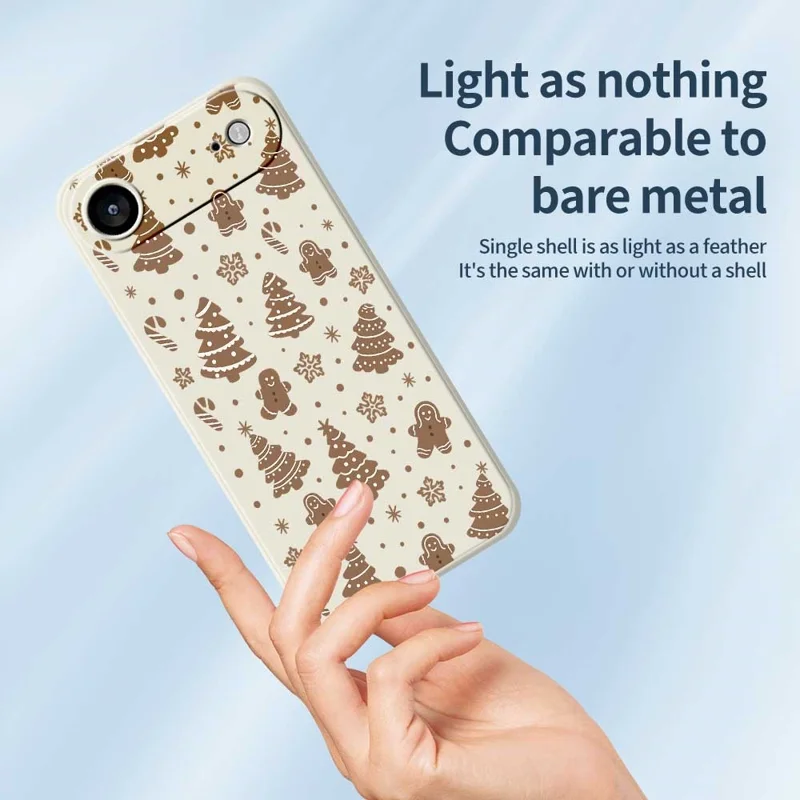 For iPhone Air Case Christmas Gingerbread Pattern Printing Straight Edge TPU Phone Back Cover - Beige