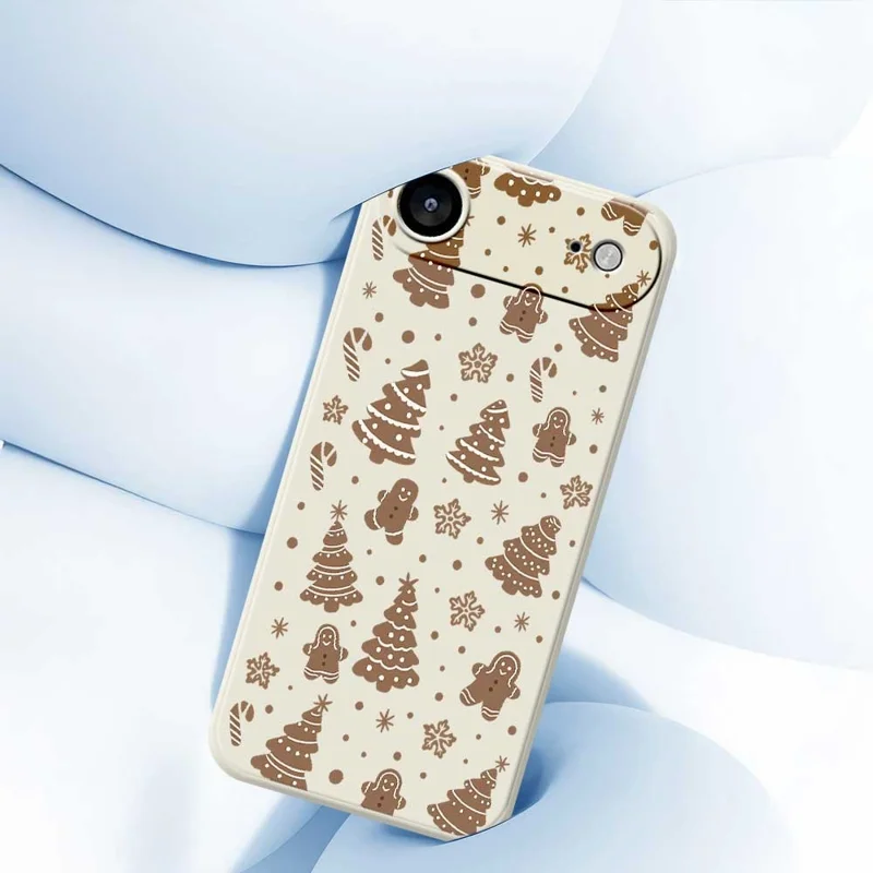 For iPhone Air Case Christmas Gingerbread Pattern Printing Straight Edge TPU Phone Back Cover - Beige